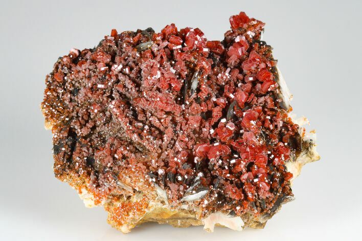 Ruby Red Vanadinite Crystals on Pink Barite - Top Quality #178098